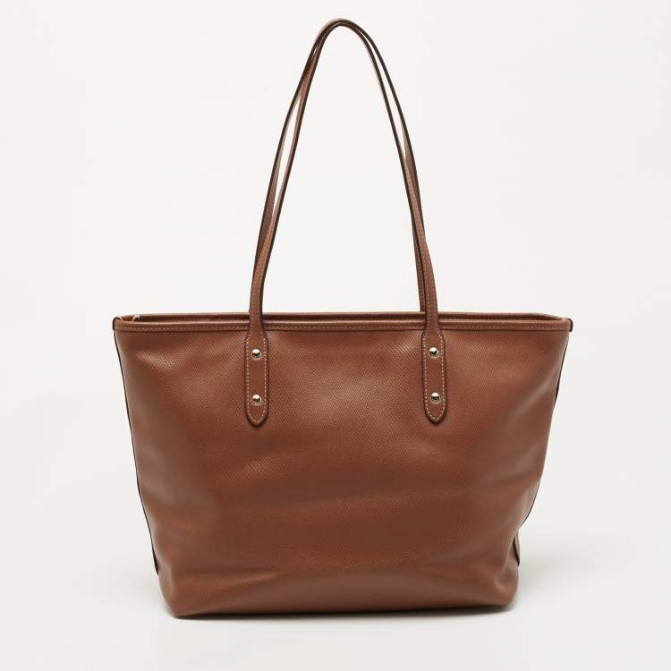 Pre Owned Coach Brown Leather City Top Zip Tote