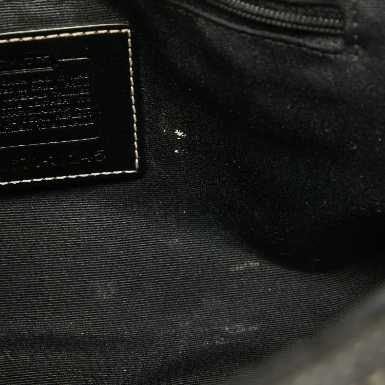 Pre Owned Coach Black Signature Canvas and Leather Hampton Tote
