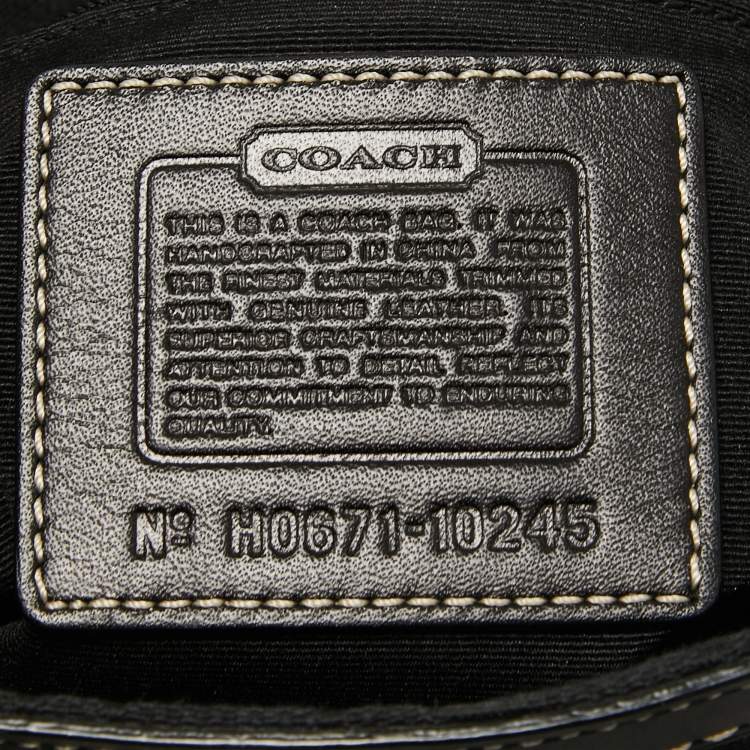 Pre Owned Coach Black Signature Canvas and Leather Hampton Tote