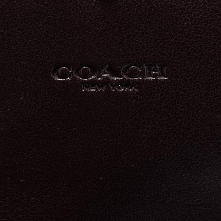 Pre Owned Coach Black Studded Leather Colorblock Trifold Wallet 