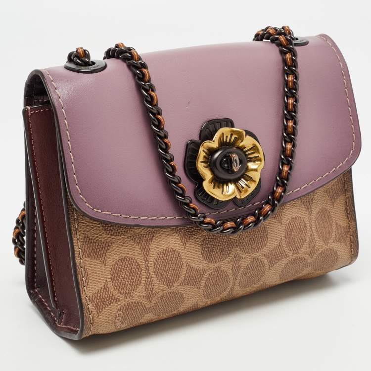Pre Owned Coach Tri Color Signature Coated Canvas and Leather Madison Shoulder Bag