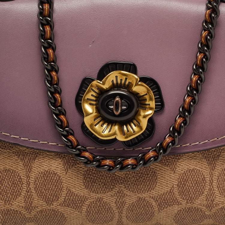 Pre Owned Coach Tri Color Signature Coated Canvas and Leather Madison Shoulder Bag
