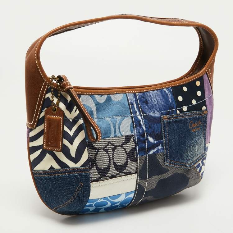 Pre Owned Coach Multicolor Leather and Fabric Patchwork Hobo