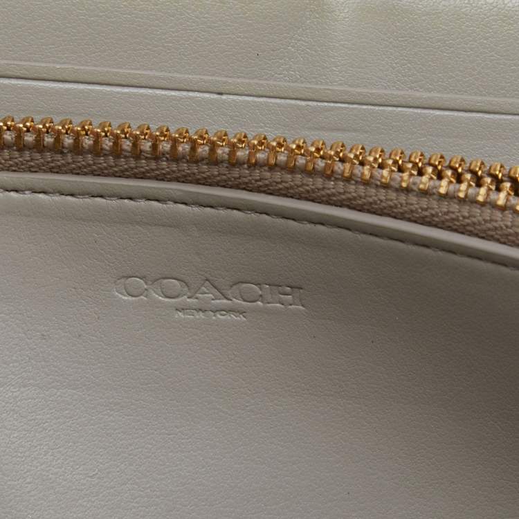 Pre Owned Coach Multicolor Coated Canvas Zip Around Wallet