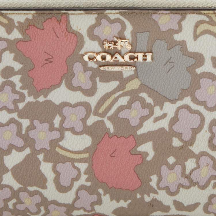 Pre Owned Coach Multicolor Coated Canvas Zip Around Wallet