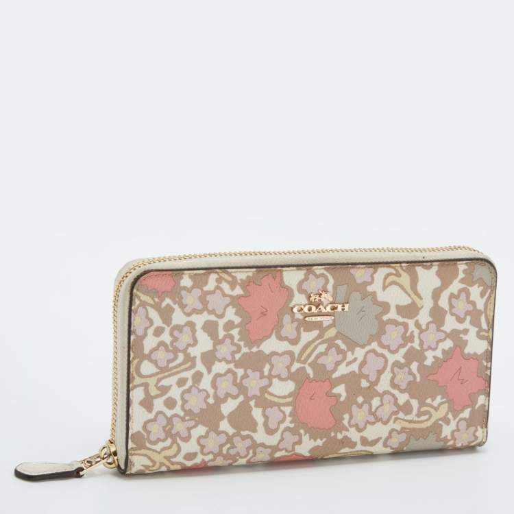 Pre Owned Coach Multicolor Coated Canvas Zip Around Wallet