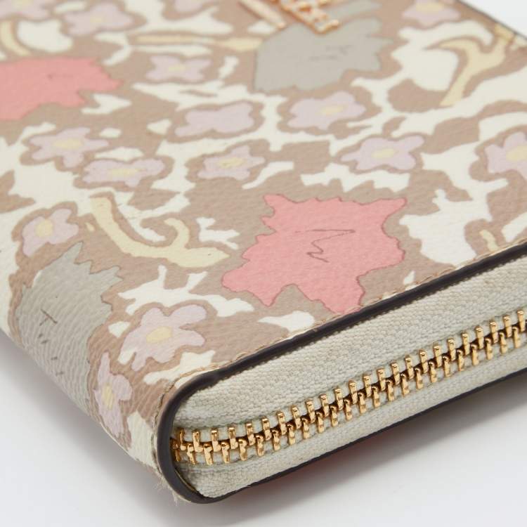 Pre Owned Coach Multicolor Coated Canvas Zip Around Wallet