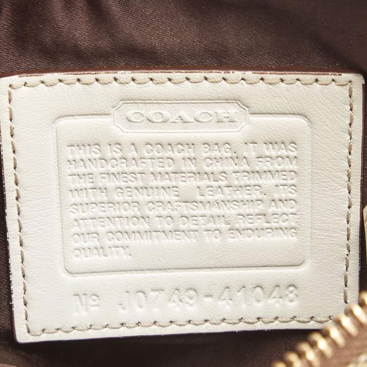Pre Owned Coach Beige/White Signature Canvas Striped Crossbody Bag