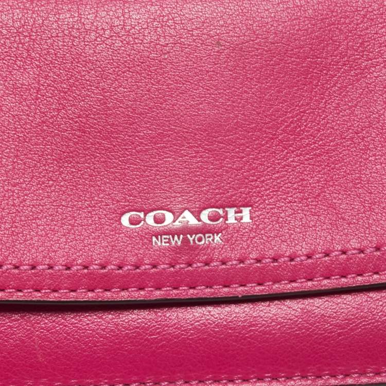 Pre Owned Coach Pink Leather Slim Envelope Continental Wallet
