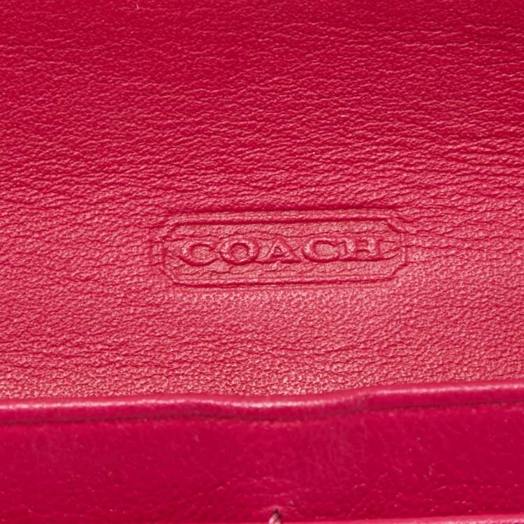 Pre Owned Coach Pink Leather Slim Envelope Continental Wallet