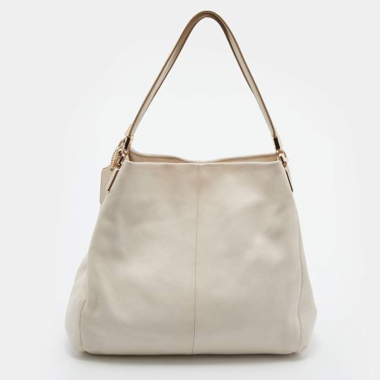 Pre Owned Coach Cream Leather Phoebe Shoulder Bag