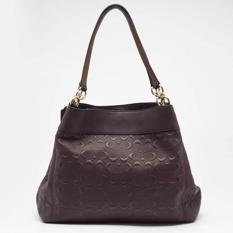 مملوكة مسبقًا Coach Dark Purple Leather Lexy Shoulder Bag