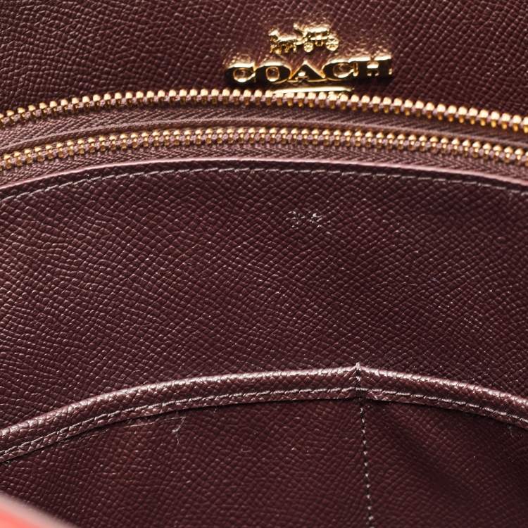 Pre Owned Coach Red Grained Leather Charlie Carryall Tote