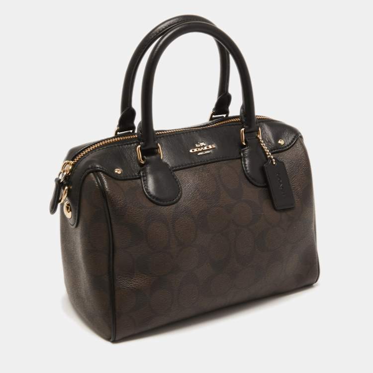 مملوكة مسبقًا Coach Black/Brown Signature Coated Canvas and Leather Mini Bennett Satchel