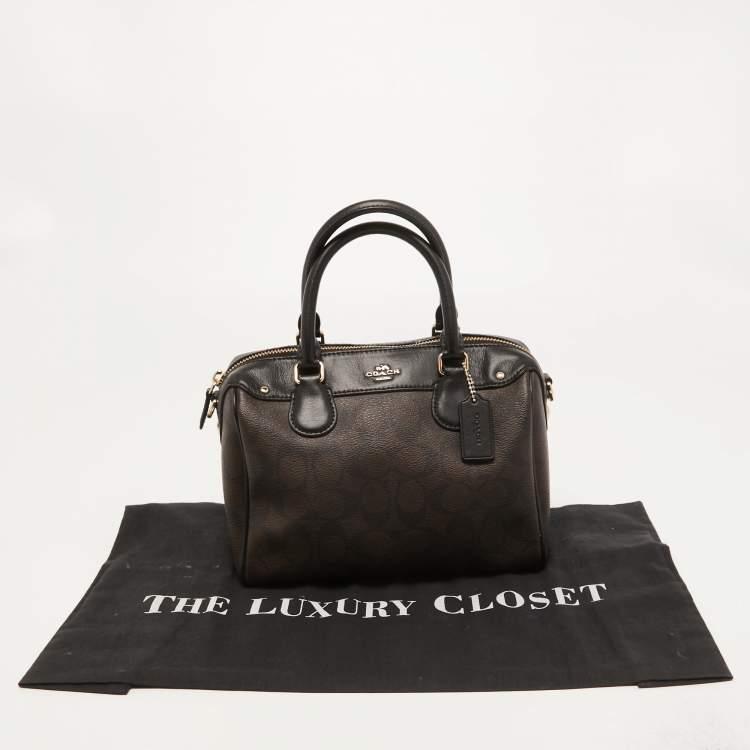 مملوكة مسبقًا Coach Black/Brown Signature Coated Canvas and Leather Mini Bennett Satchel