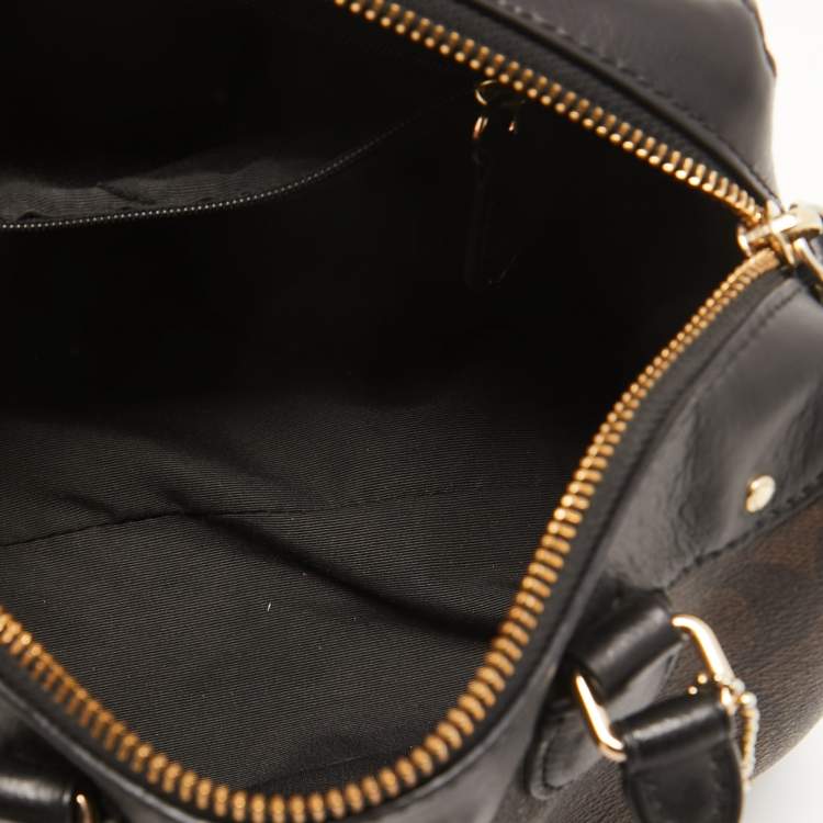 مملوكة مسبقًا Coach Black/Brown Signature Coated Canvas and Leather Mini Bennett Satchel