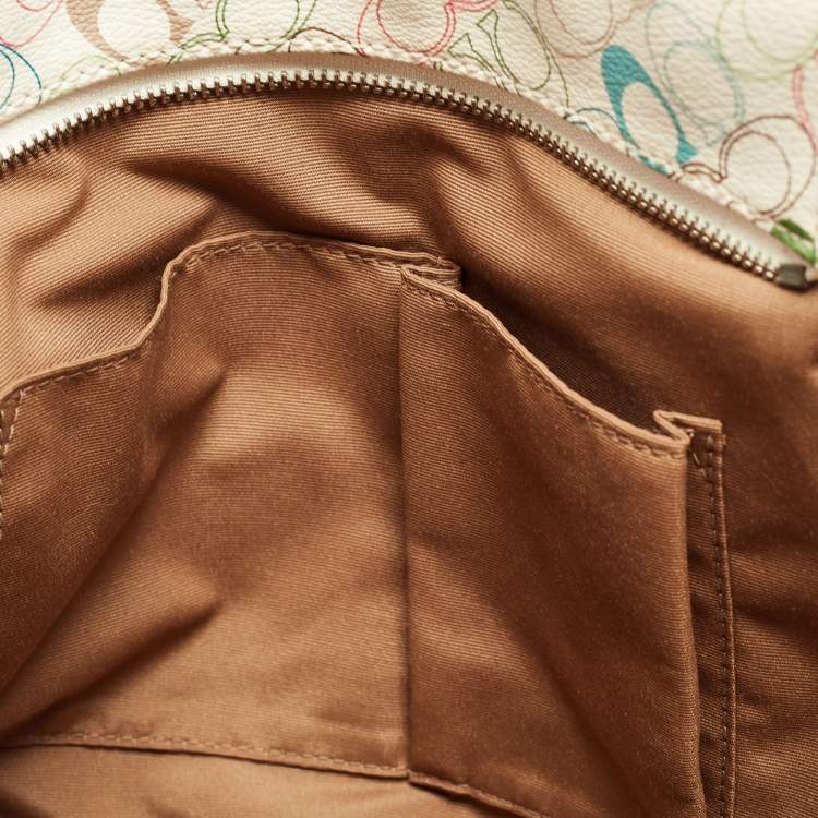 Pre Owned Coach Multicolor Signature Coated Canvas and Leather Chelsea Heritage Stripe Tote