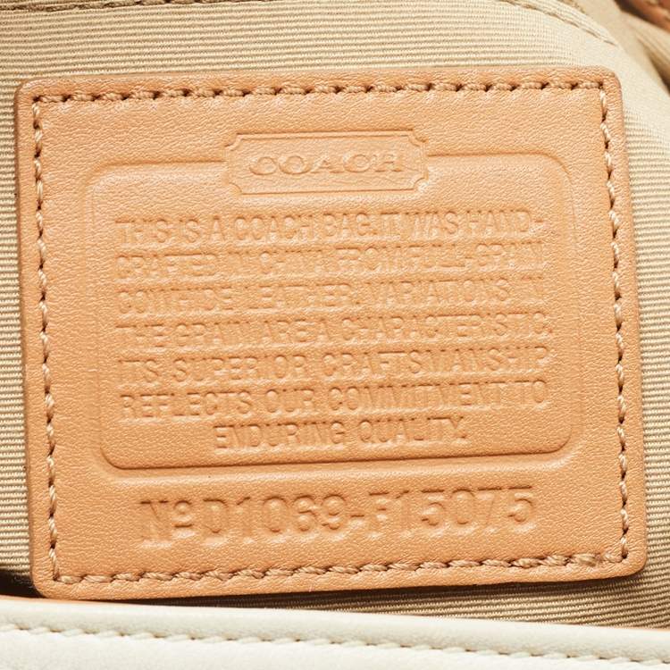 Pre Owned Coach White/Brown Canvas and Leather Large Soho Hobo