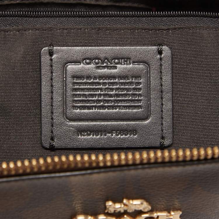 Pre Owned Coach Brown Signature Coated Canvas Ava Tote