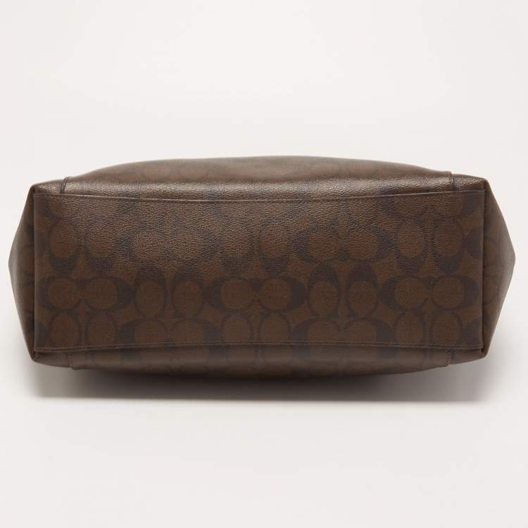 Pre Owned Coach Brown Signature Coated Canvas Ava Tote