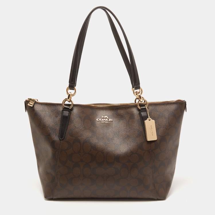 Coach Brown Signature Coated Canvas Ava Tote Coach The Luxury Closet