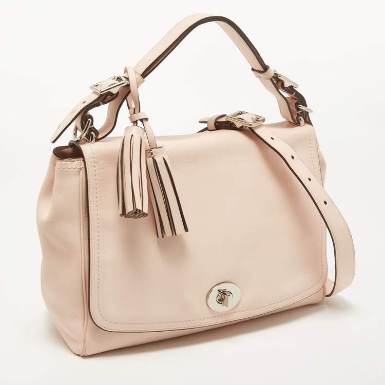 Pre Owned Coach Pink Leather Legacy Romy Top Handle Bag