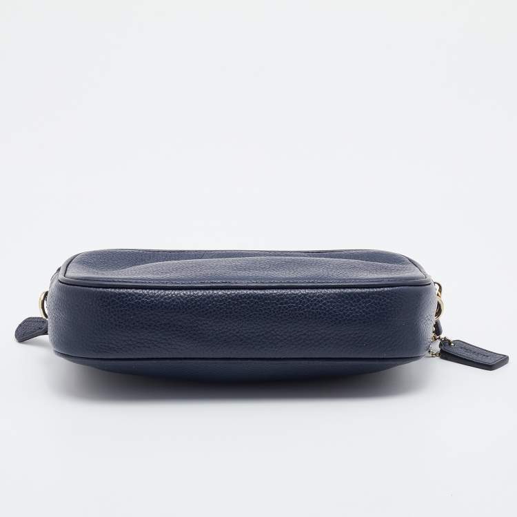 Pre Owned Coach Blue Leather Saddie Crossbody Bag