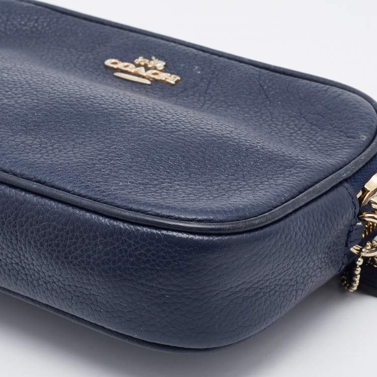 Pre Owned Coach Blue Leather Saddie Crossbody Bag