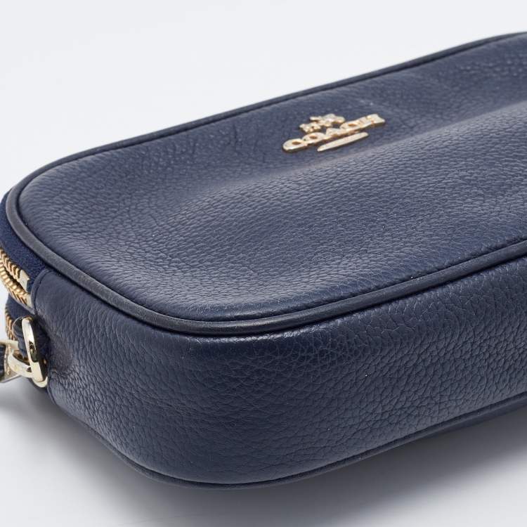 Pre Owned Coach Blue Leather Saddie Crossbody Bag