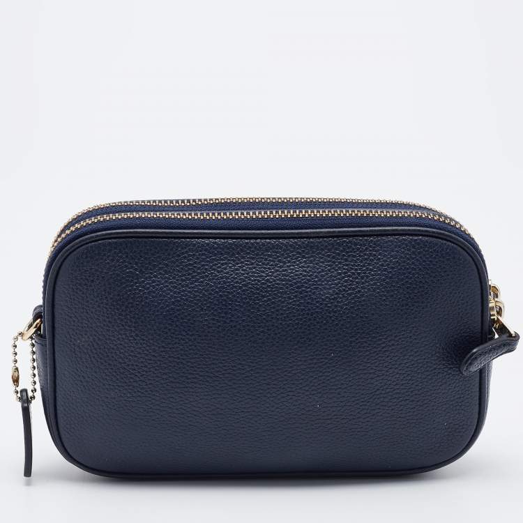 Pre Owned Coach Blue Leather Saddie Crossbody Bag