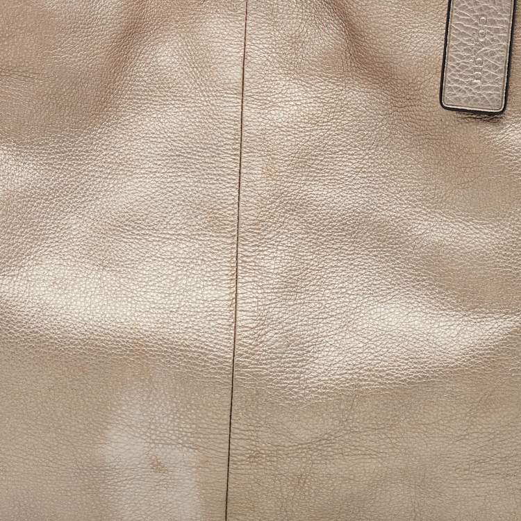 Pre Owned Coach Metallic Beige Pebbled Leather Edie 31 Shoulder Bag