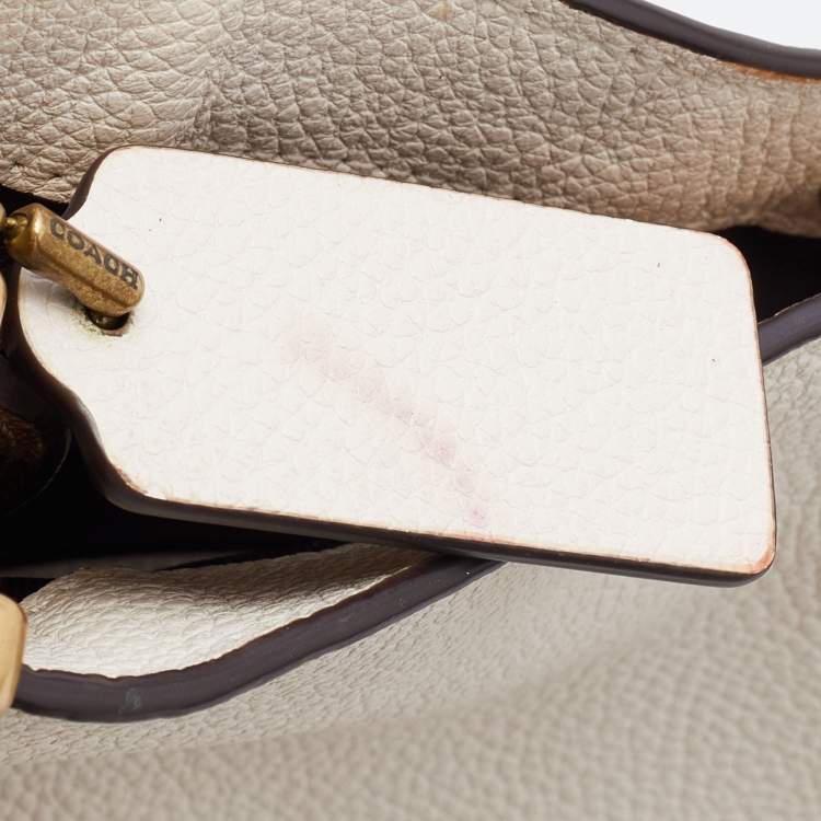 Pre Owned Coach Ivory/Brown Siganature Coated Canvas and Leather Dalton 31 Shoulder Bag