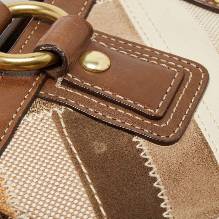 Pre Owned Coach Brown/Multicolor Leather and Canvas Patchwork Satchel
