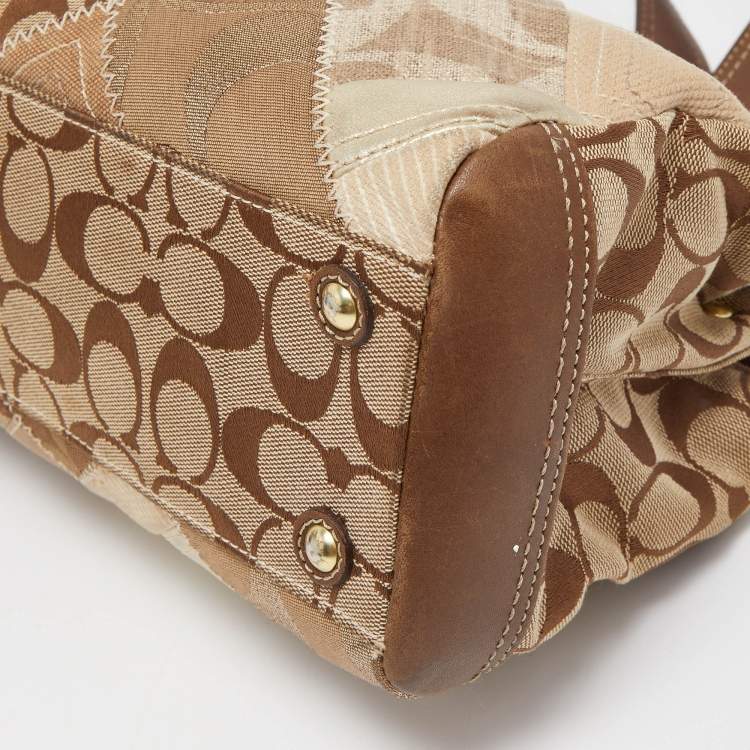Pre Owned Coach Brown/Multicolor Leather and Canvas Patchwork Satchel