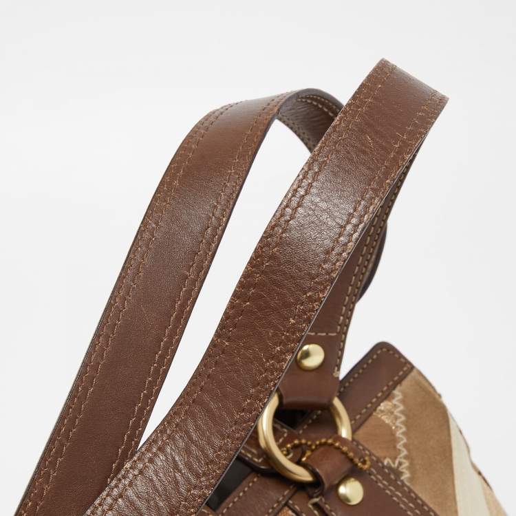 Pre Owned Coach Brown/Multicolor Leather and Canvas Patchwork Satchel