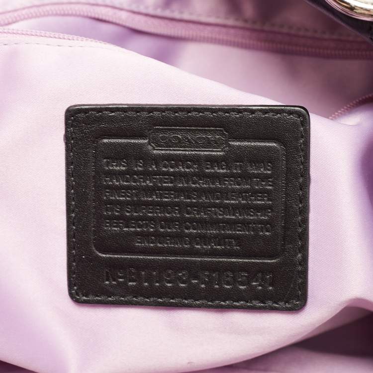 Pre Owned Coach Black/Grey Signature Canvas and Leather Penelope Tote