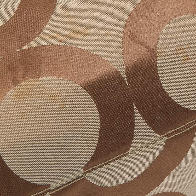 Pre Owned Coach Brown/Beige Signature Canvas and Leather Shoulder Bag