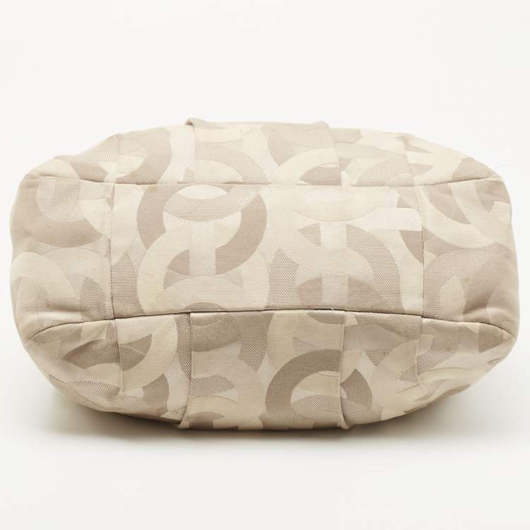 Pre Owned Coach White/Beige Op Art Canvas Madison Maggie Shoulder Bag