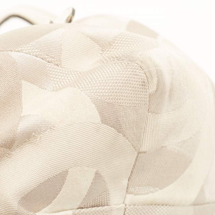 Pre Owned Coach White/Beige Op Art Canvas Madison Maggie Shoulder Bag