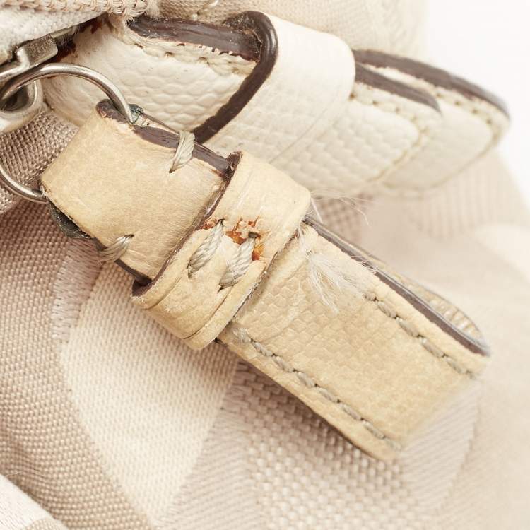 Pre Owned Coach White/Beige Op Art Canvas Madison Maggie Shoulder Bag
