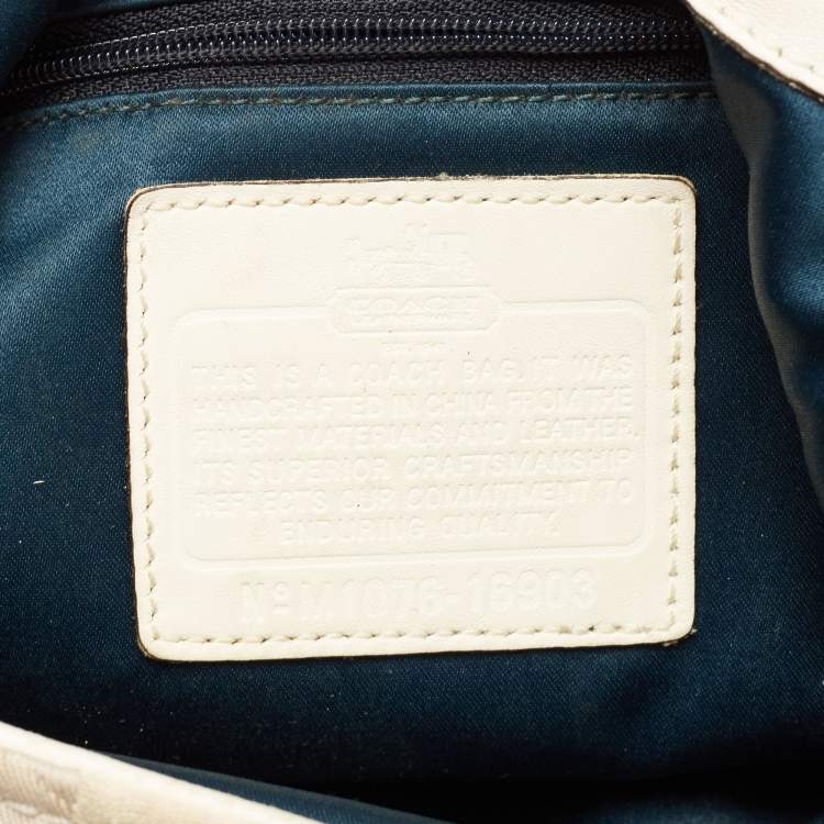 Pre Owned Coach White/Beige Op Art Canvas Madison Maggie Shoulder Bag