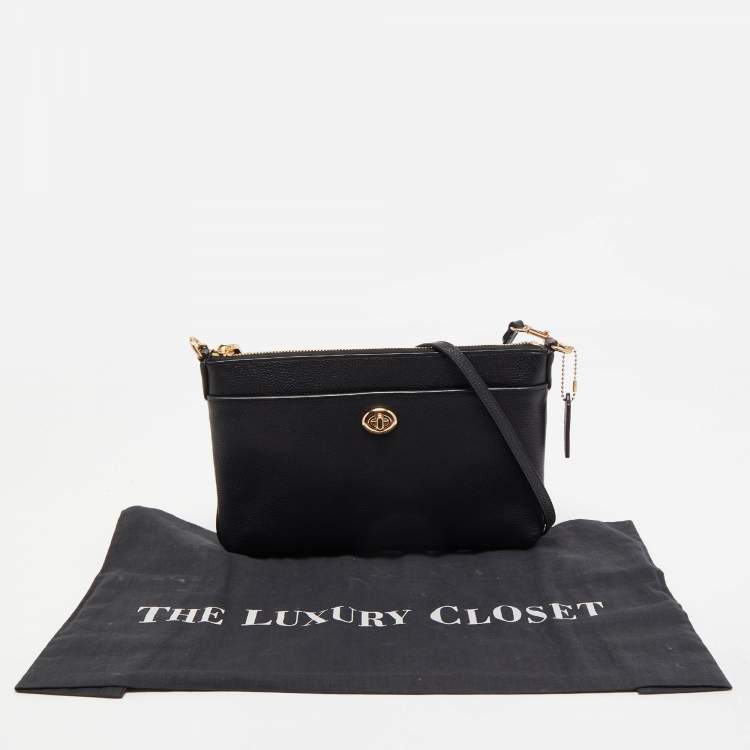 Pre Owned Coach Black Leather Polly Crossbody Bag