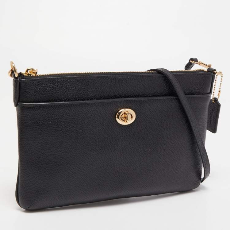 Pre Owned Coach Black Leather Polly Crossbody Bag