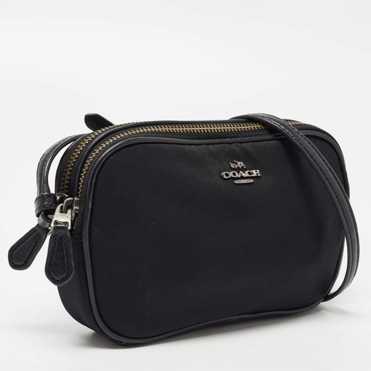 Pre Owned Coach Black Leather Sadie Camera Crossbody Bag
