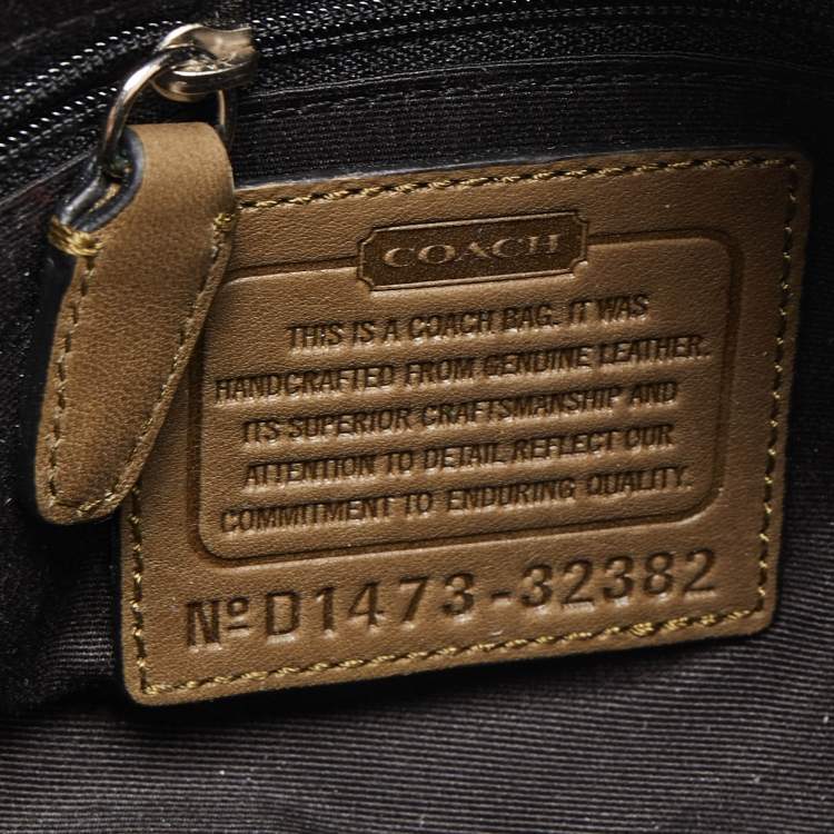 Pre Owned Coach Green Python Embossed Leather Zip Satchel