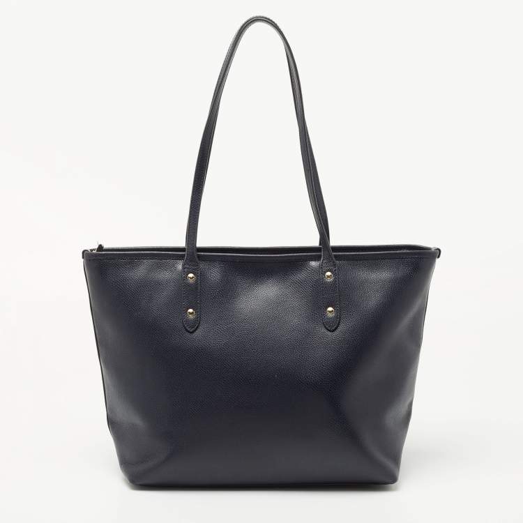 Pre Owned Coach Blue Leather City Top Zip Tote