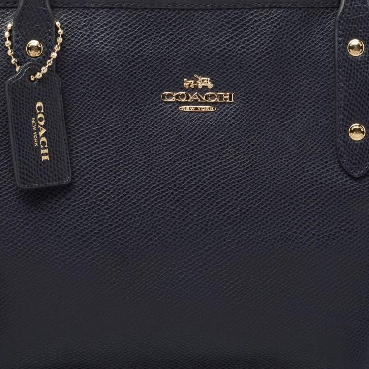Pre Owned Coach Blue Leather City Top Zip Tote