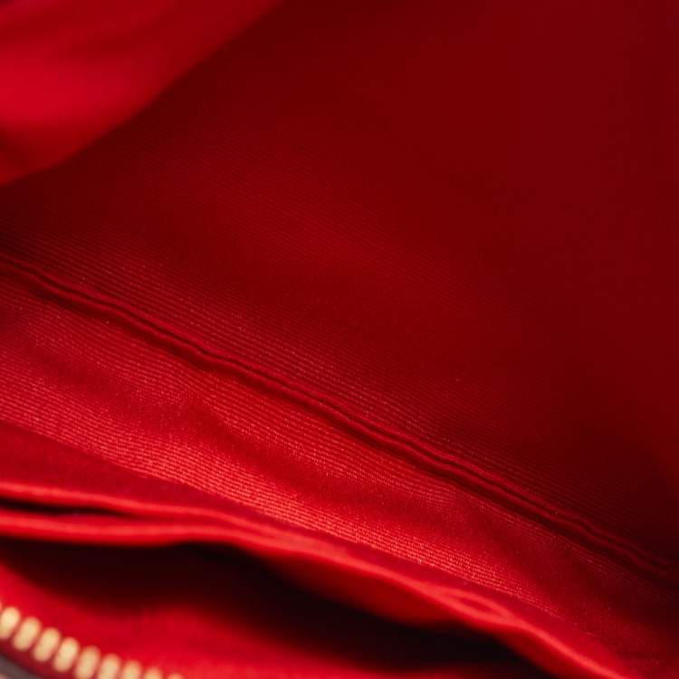 Pre Owned Coach Red Leather Zip Wristlet Clutch