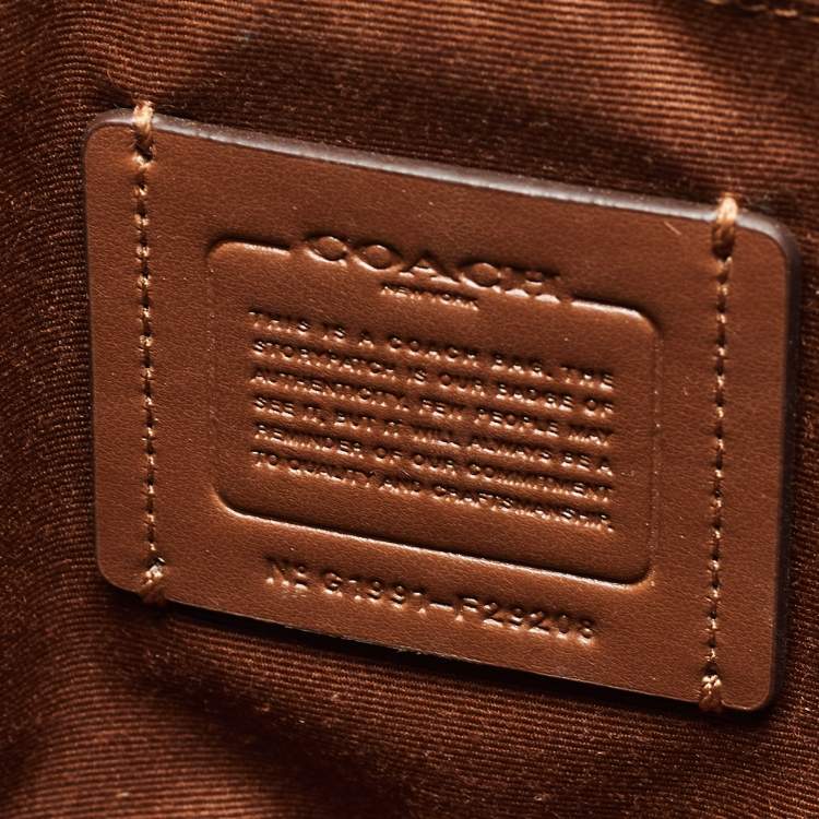 Pre Owned Coach Brown Signature Coated Canvas and Leather Top Zip Tote