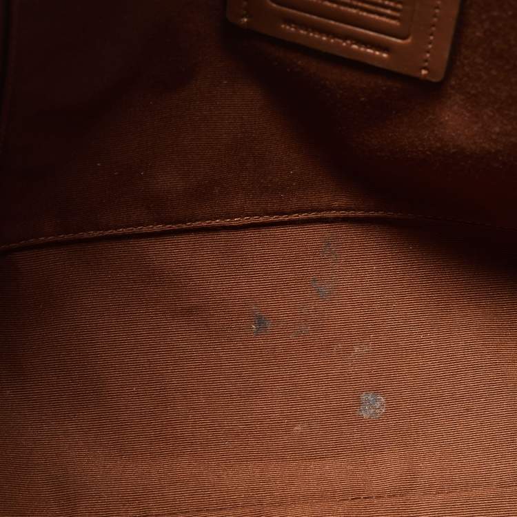 Pre Owned Coach Brown Signature Coated Canvas and Leather Top Zip Tote